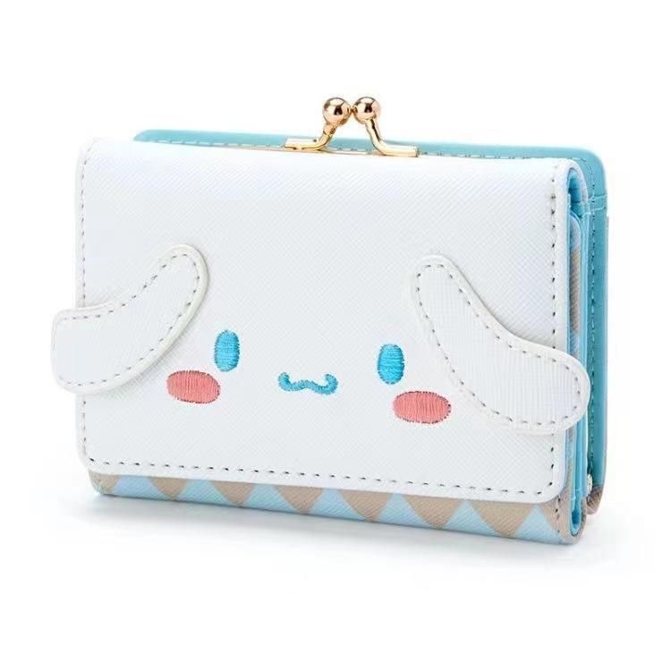 Melody Cinnamon Dog Kuromi Wallet PU Leather Zipper Buckle Card Bag Wallet Short Cute Cartoon Japanese Cinnamon dog face