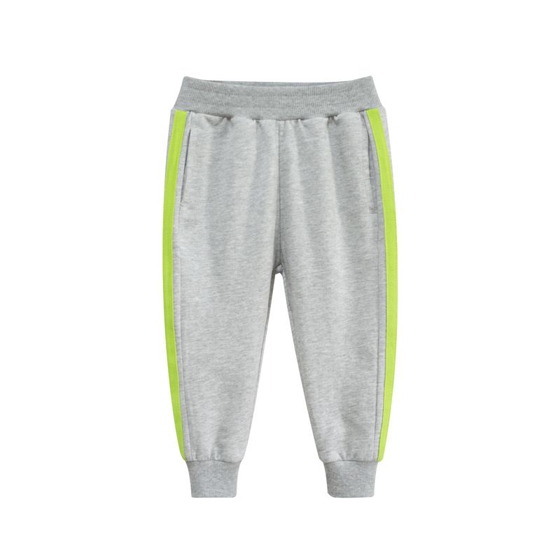 100% Cotton Kids Fashion Striped Full Length Girls Pants-Grey