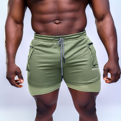 Men's Shorts With Tights - Dark Green