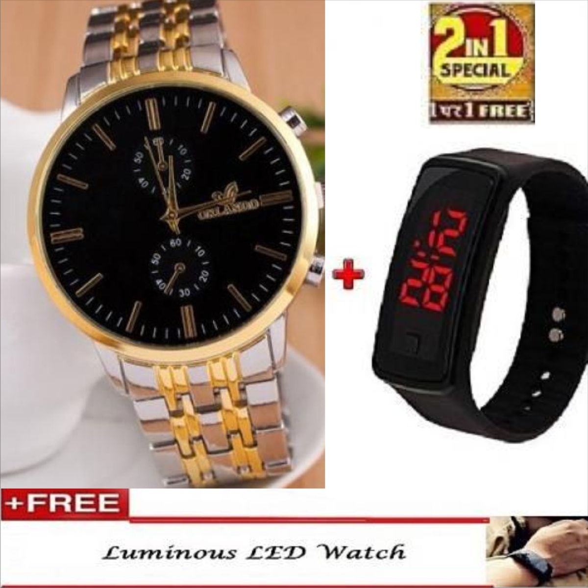 Top Notch Men's Watch, Male Watches + Free LED Sports Watch
