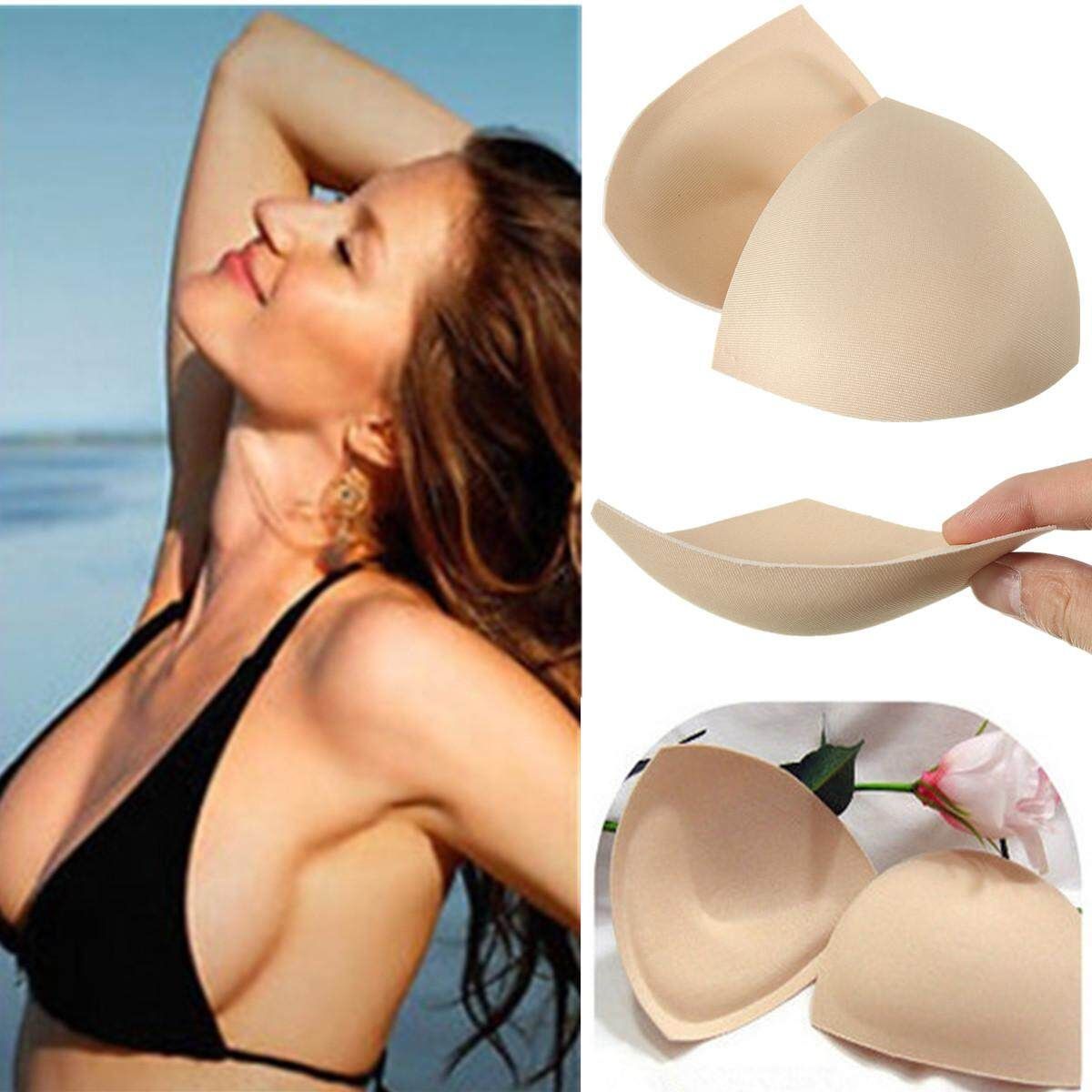 2PCS Foam Top Push Up Bra Pads Insert Sponge Enhancers Bikini SwimWear