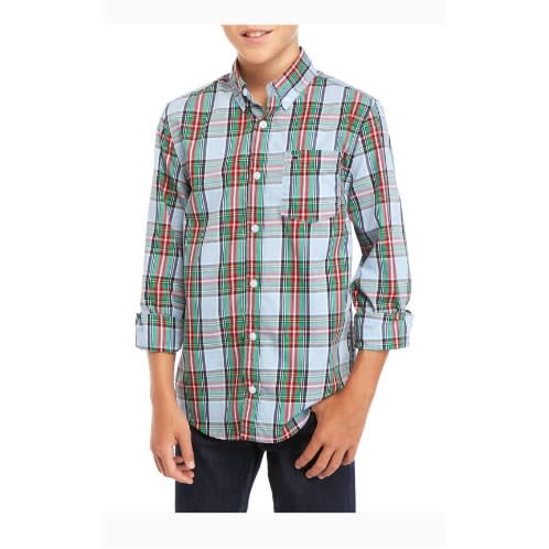 Boys Longsleeve Plaid Checkered Shirt By Crown&ivy Kids-blue.