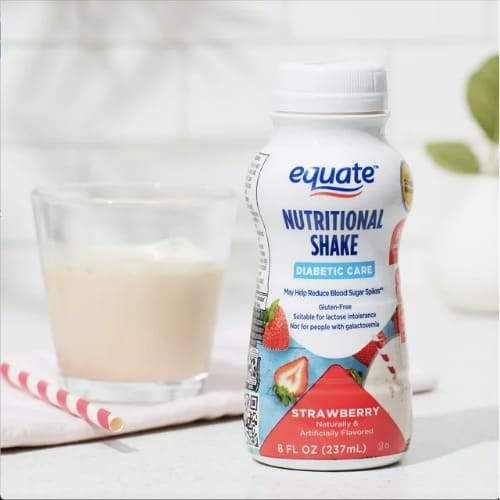Equate Diabetic Care Nutritional Shakes, Strawberry, 8 Fl Oz, 24 Count