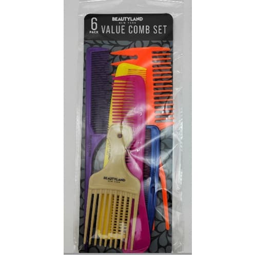 6 Piece Value Comb Set 1.25 X 8.75 Inches