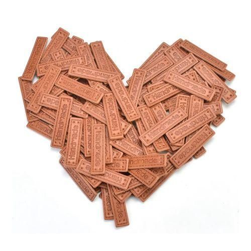 100Pcs PU Leather Handmade Labels Tags Emed