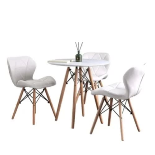 Wooden Leg Dinning Table With 3 Pieces Of Foam Chair - White