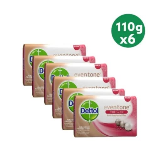 Dettol Eventone Pink Glow Antibacterial Soap - 110g - Pack Of 6