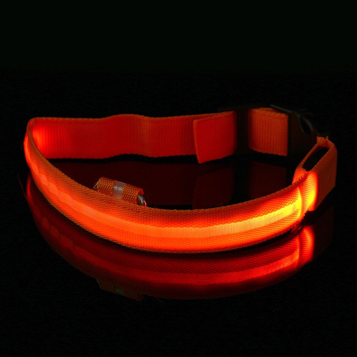Adjustable LED Dog Pet Luminous Collar Rechargeable Safety Flashing Necklace Orange