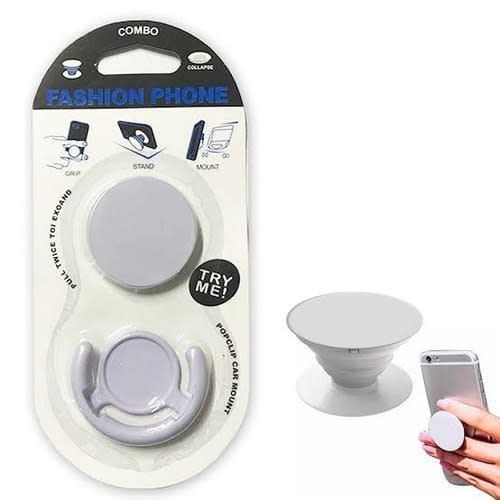 Expanding Stand And Grip Mount - White Combo Pop Socket And Pop Clip