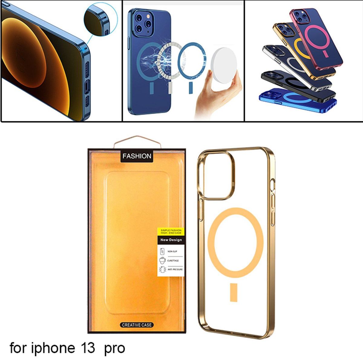 Mobile Phone Case Anti-Fall Scratch Resistant Clear Shockproof Gold 13