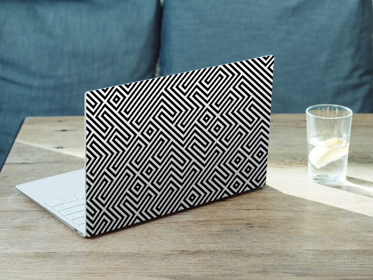 Laptop Skin Cover - White And Black Maze Puzzle Geometric (Pimp Nation)