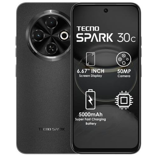 Spark 30c - 6.67" - 4GB RAM - 128GB ROM  - Dual Sim - Fingerprint - 5000mAh - Black