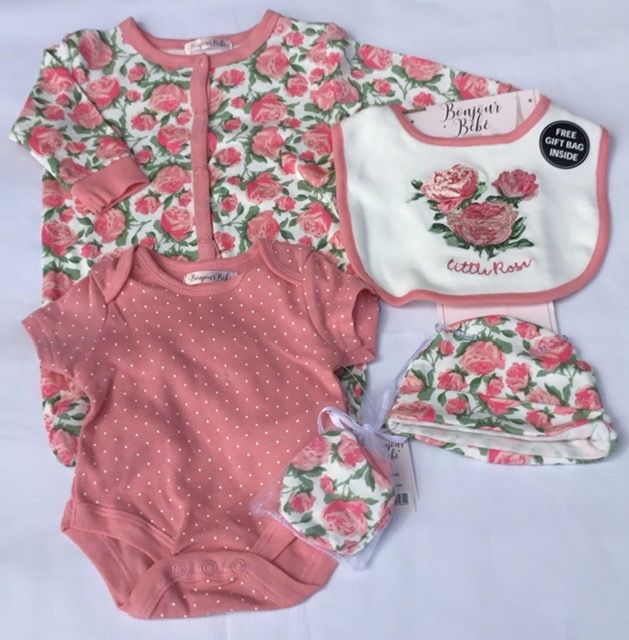 Baby Girls Little Rose 5 Piece Layette Set