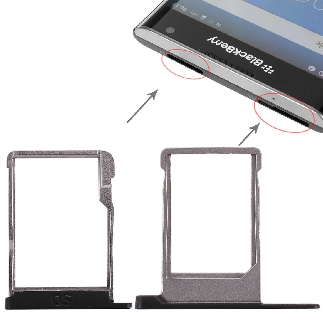 SIM Card Tray + Micro SD Card Tray For Blackberry Priv (Black)