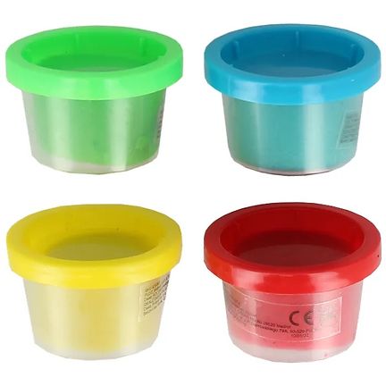 Colourful Modelling Dough Mini Pots 4-Pack, Mixed Colours