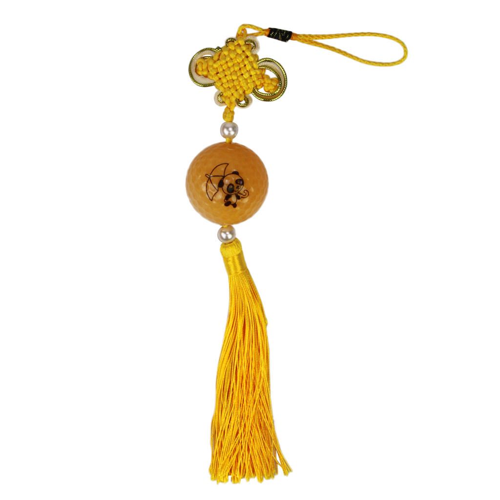 Chinese Knot With Golf Ball Home Car Home Hanging Ornament Gift Yellow