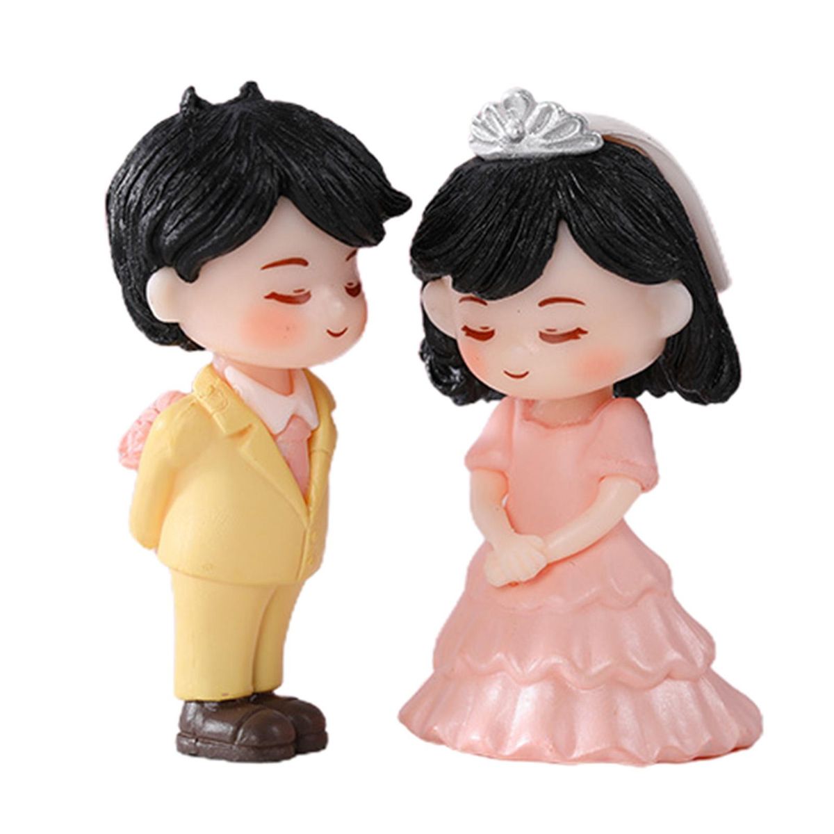 1 Pair Couple Figurine Couple Sculpture Valentines Day Scene Layout Decor Pink