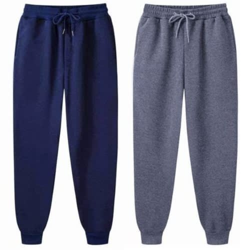 Plain Thick Joggers - 2in1 - Navy Blue & Dark Grey