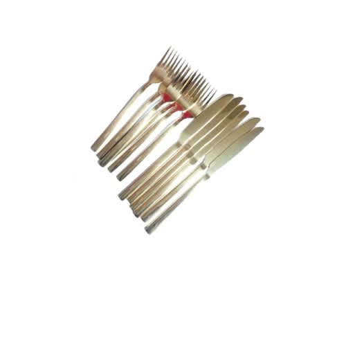 Gold Plated Stainless Steel Fork And Knives - 12pcs