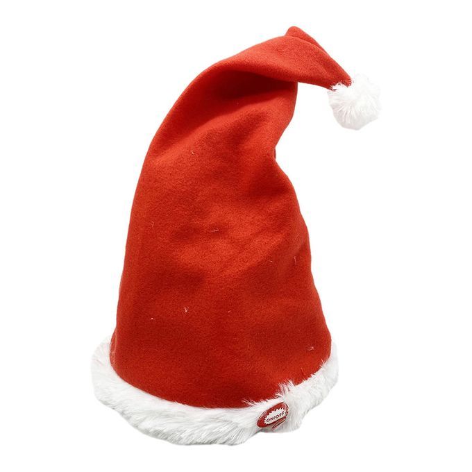 Singing Dancing Christmas Hat Funny Red White Plush For Kids Long Hair