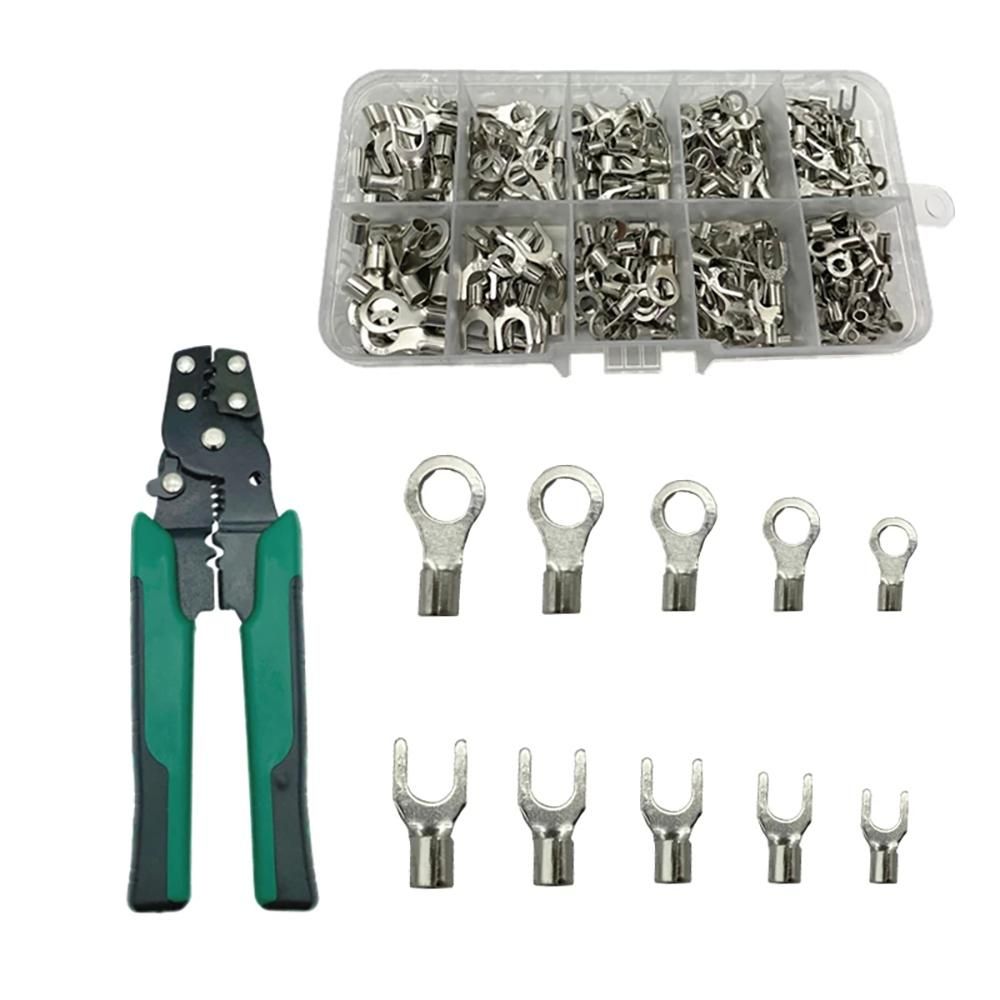 320pcs Crimp Terminal with Pliers Set 10-in-1 Crimp Terminals Kit U Shaped O Shaped Cold Pressed Bare Terminals Box