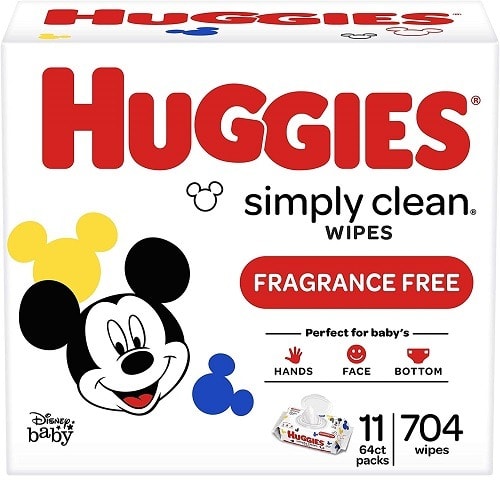 Simply Clean Unscented Baby Wipes - 11 Flip-top Packs - 704 Wipes Total