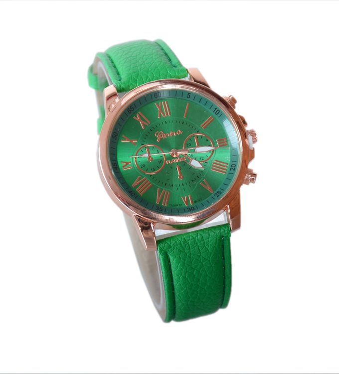Ladies Exclusive Leather Wrist Watch - GREEN