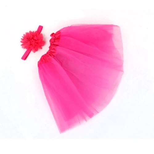 New Born Tutu Skirt And Hairbow  - Pink