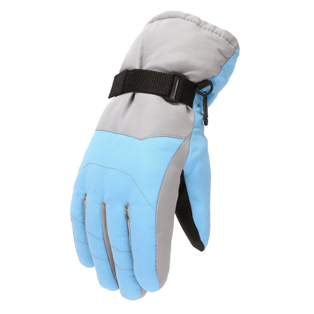 (cyan)New Children's Soft Sports Gloves Warm Ski Riding Teens Gloves Winter Windproof Waterproof Girls Boys Gloves For 6-14 Years Old