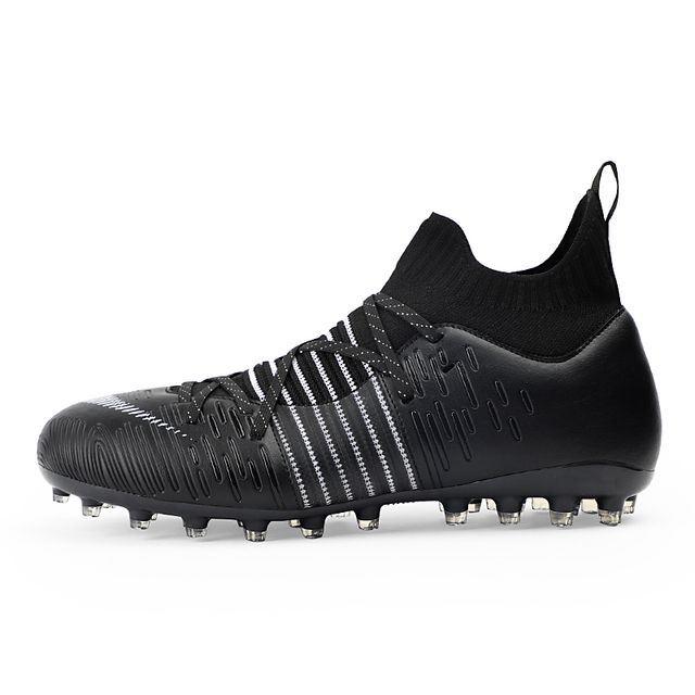 High Ankle Soccer Shoes Outdoor Non_Slip AG/TF Football Boots Kids Boys Ultralight Soccer Cleats Sneakers Large Size 32_47(#black699 AG)