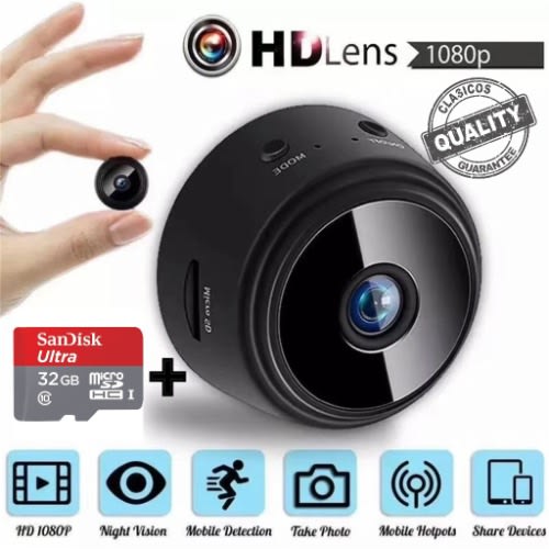 Hd 1080p Wireless Wifi Security Camera - Night Vision Motion Detection + Sandisk  32G Memory Card