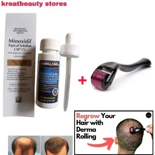 Minoxidil-5% Hair Regrowth For Men + Derma Roller Tool