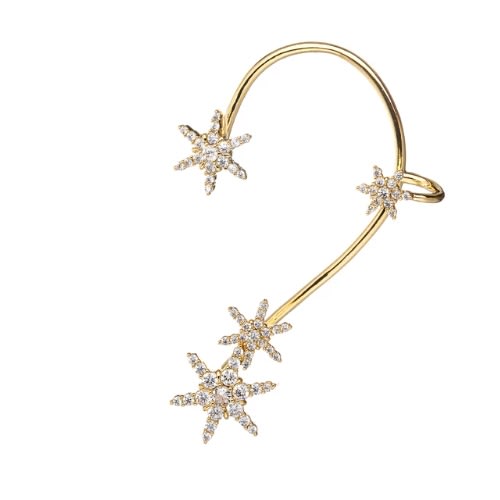 1 Piece Rhinestone Star Snow Flakes Cuff Earring - Gold