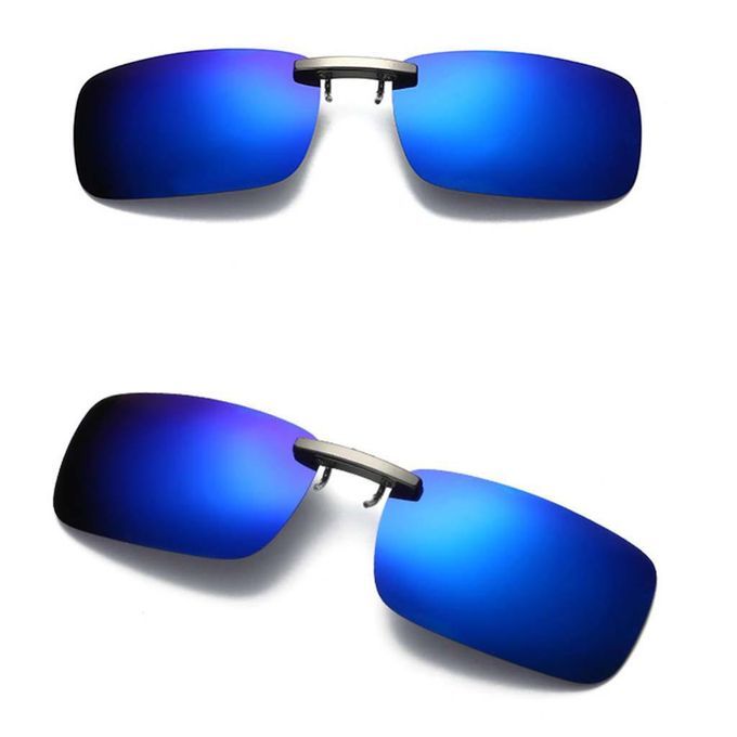 Sunglasses UV400 Polarized Clip On Flip-up Driving Glasses Deep Blue