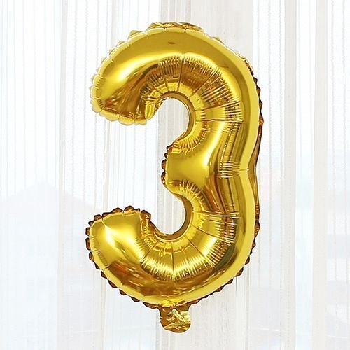 Birthday Number Balloon - Gold - 3