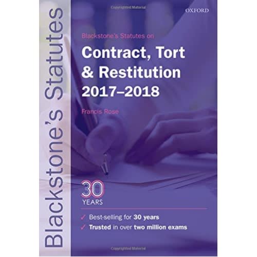 Blackstones Statutes On Contract Tort  Restitution 2017-2018