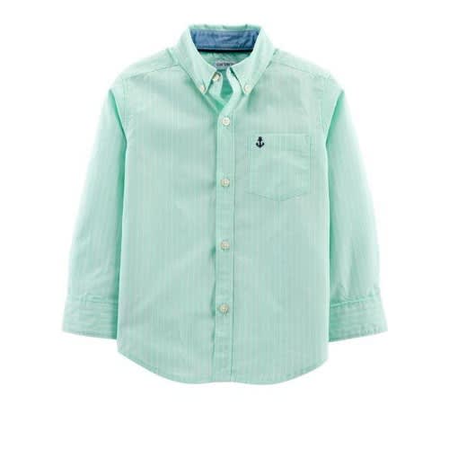 Baby Boys' Stripped Poplin Button Down Front Long Sleeve Shirt