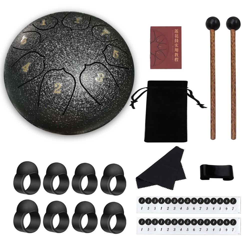 6 inch 8-Tone Steel Tongue Drum Hand Pan Drums with Drumsticks Percussion Musical Instruments