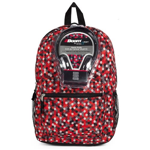 17" All Over Print Backpack With Bonus Headphones School Bait- Multicolor
