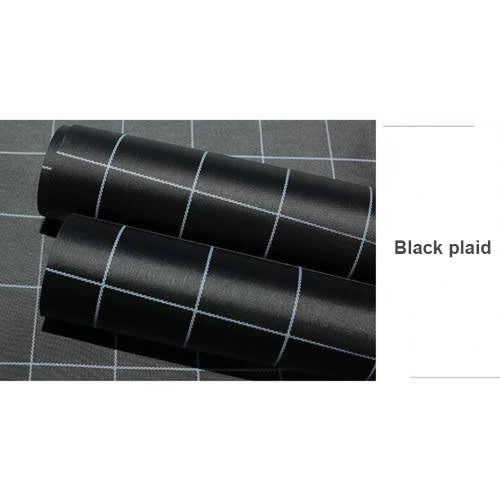 Plaid Waterproof Pvc Self Adhesive Wallpaper - Black