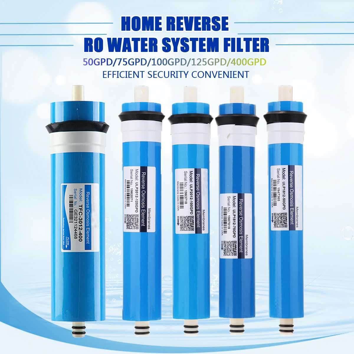 50/75/100/125/400GPD Home Kitchen Reverse Osmosis RO Membrane Replacement Water System Filter Water Purifier Drinking Treatment