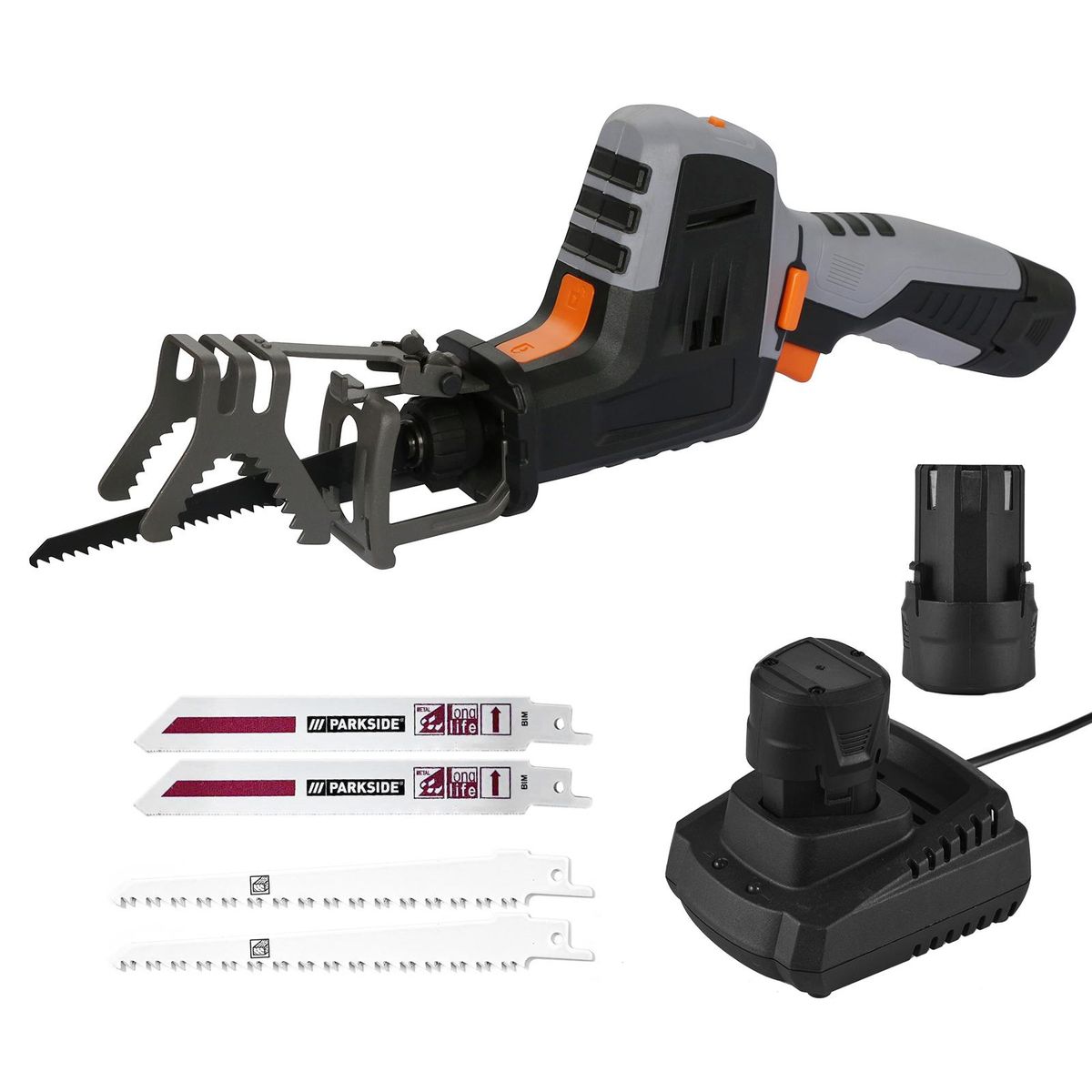 12V Cordless Reciprocating Saw 2500RPM Handheld Electric Saw with 2 PCS 1.5Ah Battery Fast Charger 4 PCS Saw Blades for Wood Metal Cutting Branches Sawing Power Tool