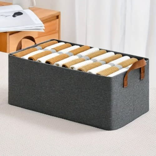 Collapsible Fabric Storage Organizer With Handles - Grey