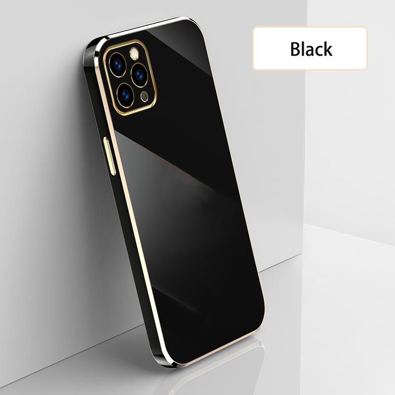 Ultra Thin Plating Phone Case for iPhone 11 Pro Max Lens Protection soft Phone Back Cover-Black