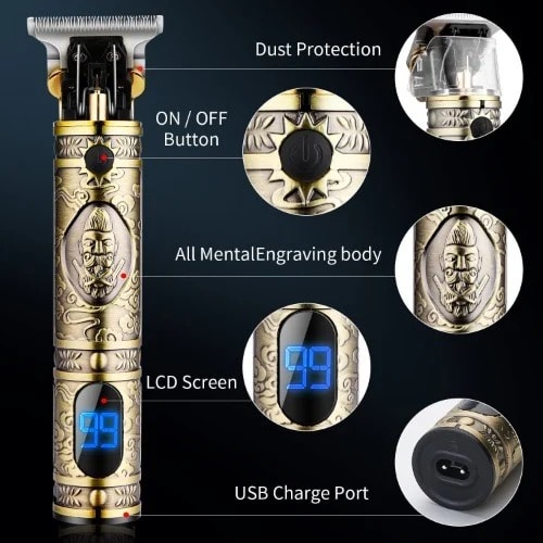 Professional Men's Hair Clippers - Cordless T-blade Hair Trimmer