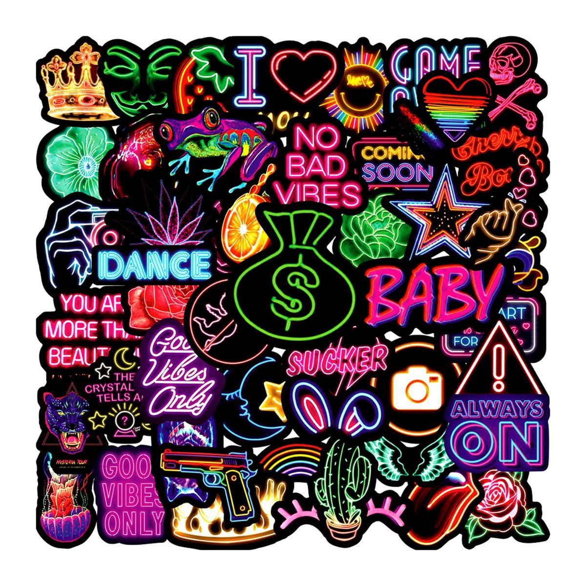 50PcsSet Neon Sign Decals Neon Decals Decorative Water A