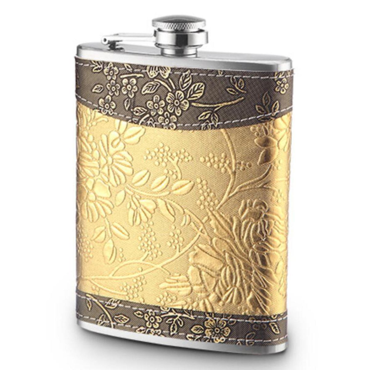Portable Hip Flask Set Funnel Cups  Alcohol Yellow 13.5x9cm