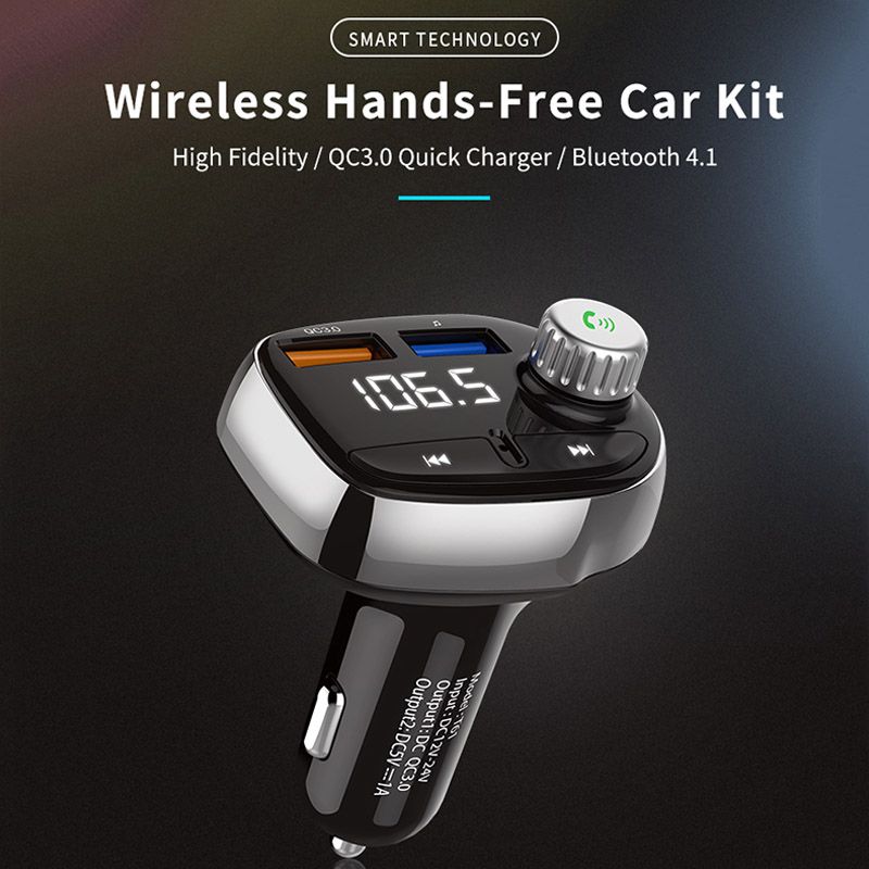 Bluetooth FM Transmitter, MP3 Player QC 3.0 USB Charging Port