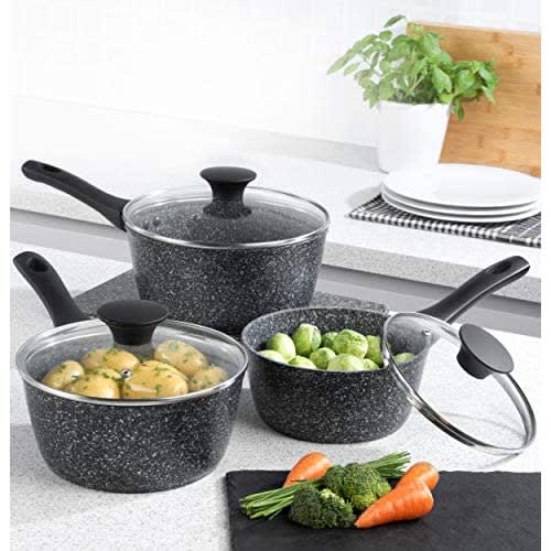 Megastone Collection Non-Stick Forged Aluminum 3 Piece Saucepan Set
