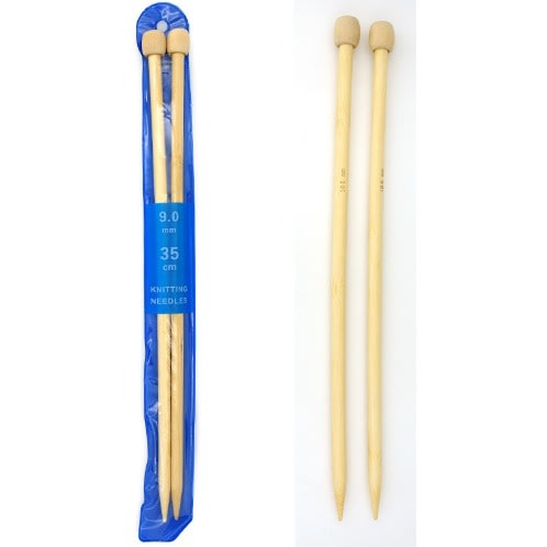 A Pair Of Ergonomic Bamboo Hand Knitting Pins -9mm